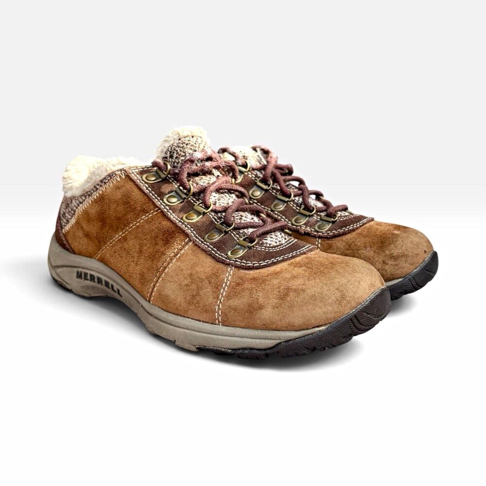 Merrell Kamori Chill Womens 8 Dark Earth Suede Fur Lined Hiking Shoes J099937C